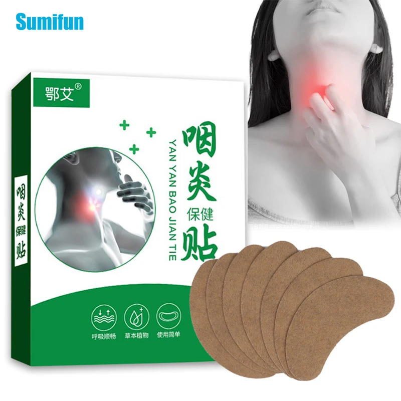 6pcs/box Sore Throat Patch Chinese Herbal Plaster Melt And Eliminate Phlegm Relieve Cough Itch-Throat Asthma Relief Patches