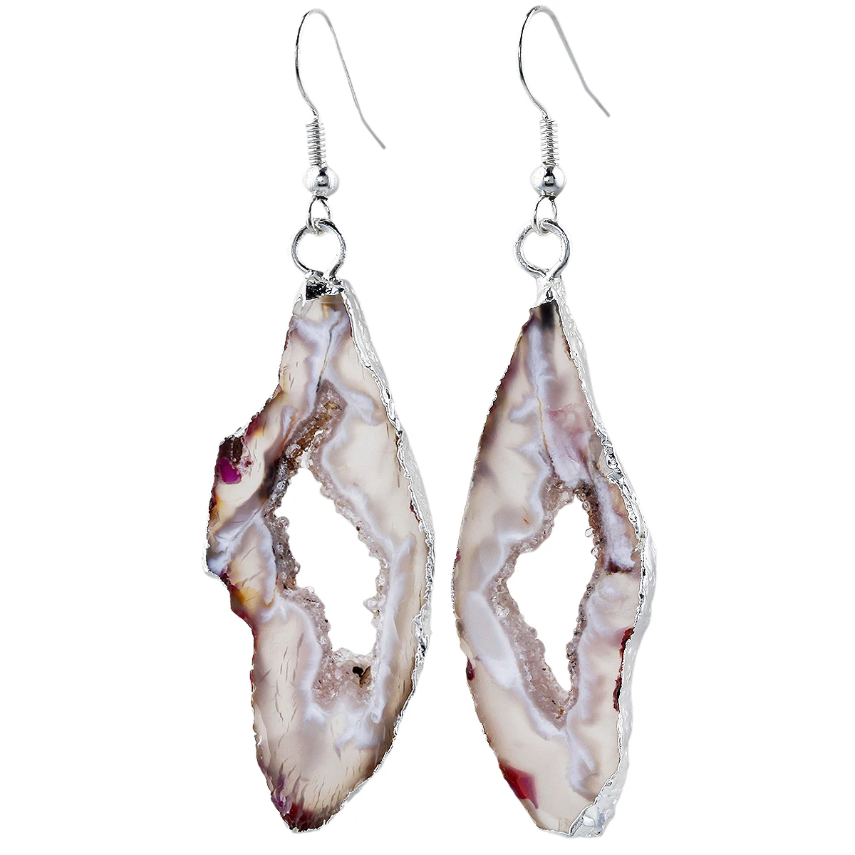 Natural Agate Stone Drop Earrings for Women, Druzy Agate Geode Crystal Quartz Dangle Hook Earrings for Girls
