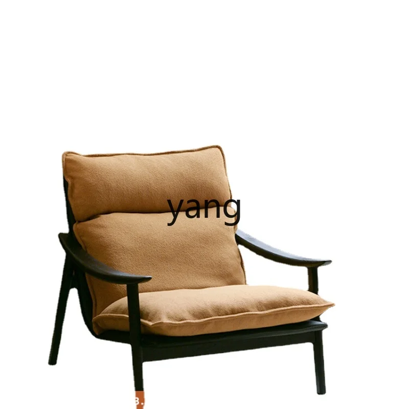 Yjq Single-Seat Sofa Chair Vintage Lambswool Removable and Washable Living Room Balcony Solid Wood Leisure Chair