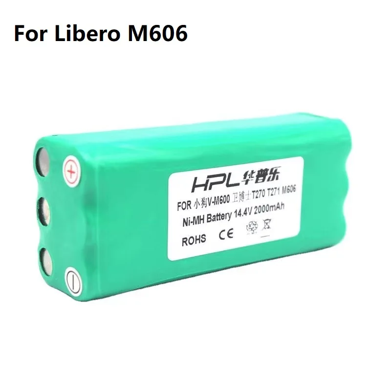 14.4V Ni-MH 2000mAh For Libero M606 Vacuum Dirt Replacement Battery For Devil 0606004 M606 For V-M600/M606 V-BOT etc