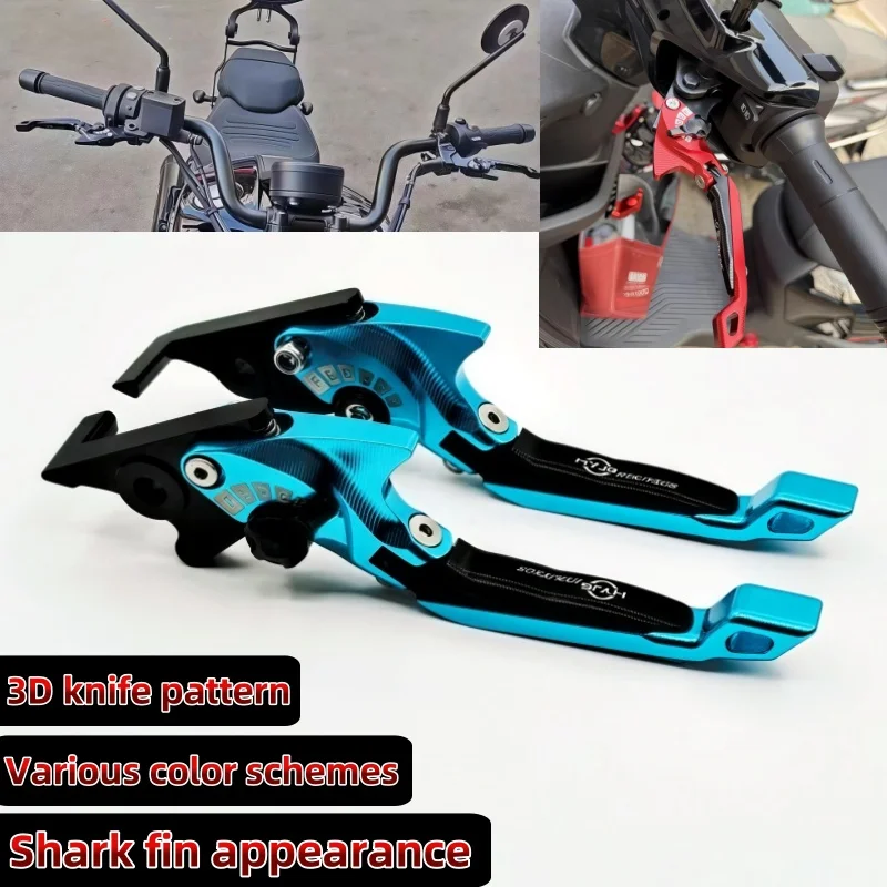 For HONDA CBR400RR NC23 NC29 NC35 1988-1994 BlackSpirit 2014-16 Motorcycle 5D shark head style foldable adjustable handle lever
