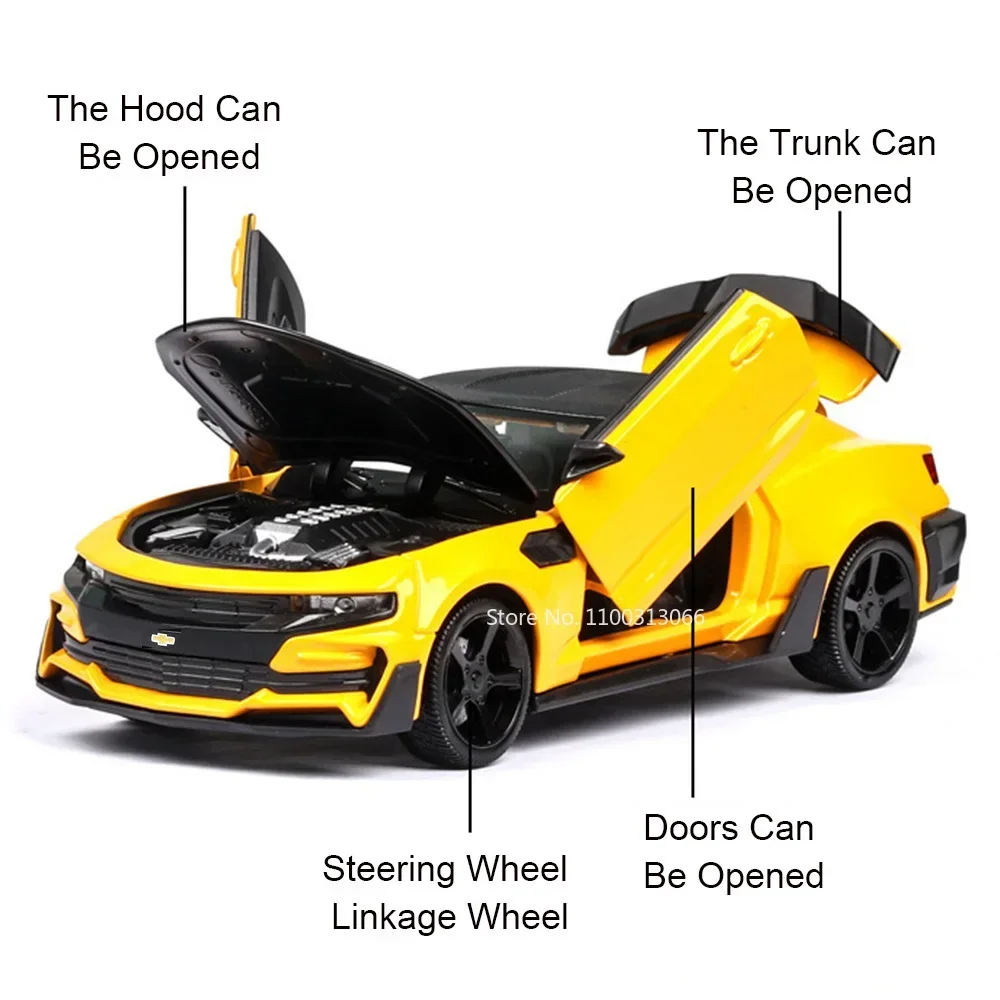 Schaal 1:24 Chevrolet Camaro Auto Modellen Speelgoed Legering Diecast 4 Deuren Geopend Rubberen Banden Miniatuur Voertuigen Speelgoed voor Kinderen Geschenken