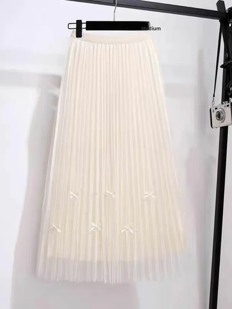 

Удобная плиссированная юбка А-силуэта больших размеров для женщин, длина миди, корейский стиль, для веса более 200 фунтов