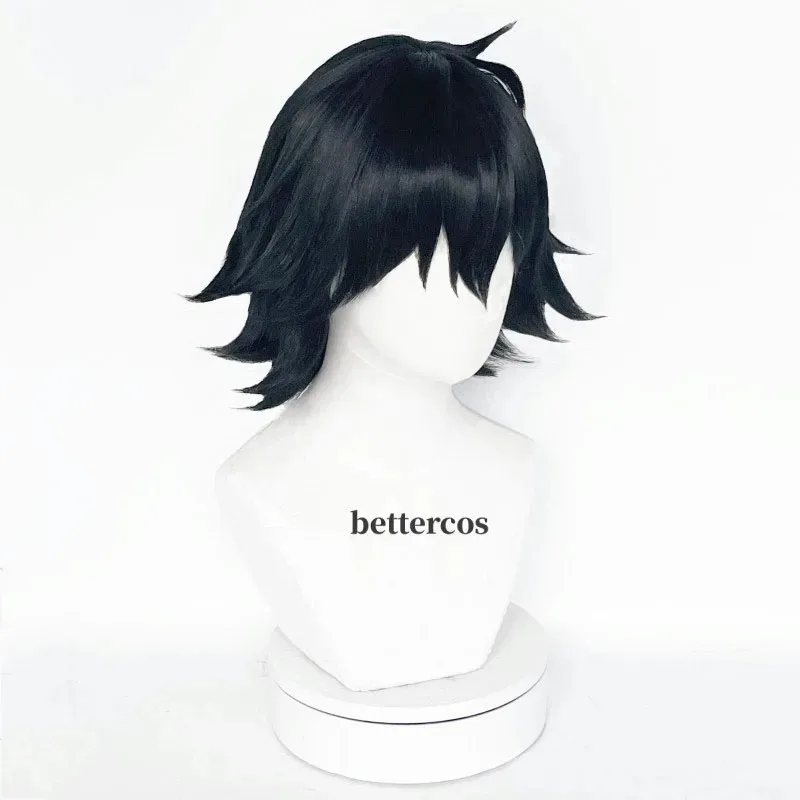 New Ranpo Edogawa Cosplay Wig Short 30cm Natural Black Heat Resistant Hair Anime Cosplay Wigs + Wig Cap MGVHGF7FDGGH2025