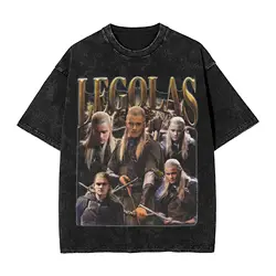 Washed T Shirts L-Lords Of The R-Rings Legolas Hip Hop Fashion T-Shirt Oversize Streetwear Cotton Tops Tees for Men Women