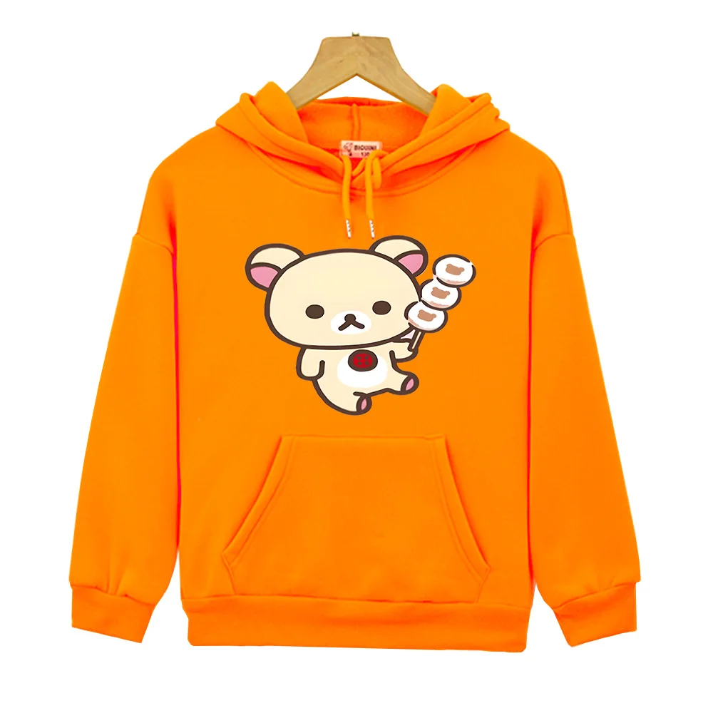 Rilakkuma Cartoon Bear Sweatshirts Y2k Sudadera Kids Clothes Boys Winter Pullover Girls Kawaii Tops Simple Painting Streetwear