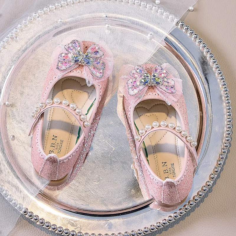 Mädchen Glitzer Strass Schmetterling Perlen Mary Jane Ballerinas Rutschfeste Weiche Sohle Kleinkind Mädchen Hochzeit Party Prinzessin Festliche Schuhe – Detail 6