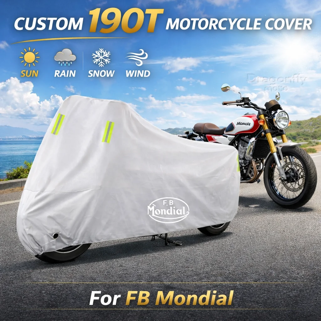 

Чехол для мотоцикла FB Mondial Flat Track HPS 125 300 Hipster Imola, серебристый, водонепроницаемый, защита от УФ-излучения, дождя, пыли, солнца, для улицы и дома