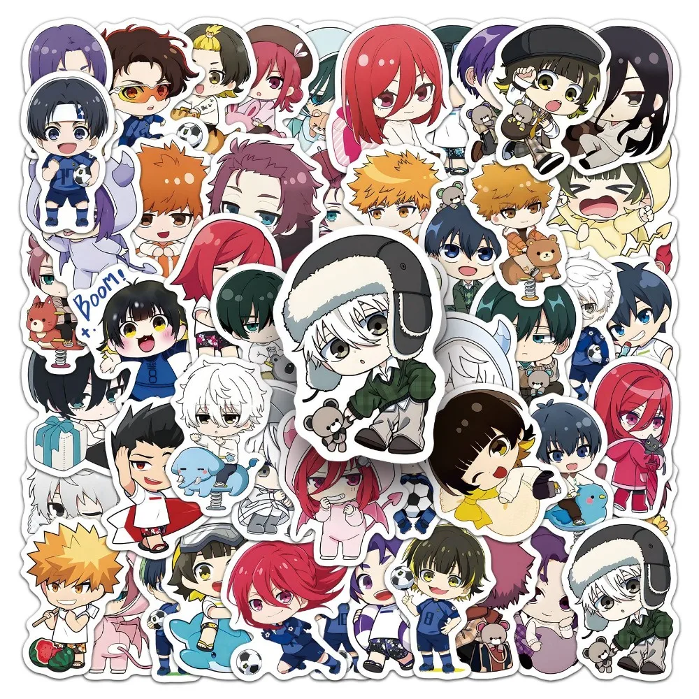 50 قطعة قفل أزرق الكرتون Q نسخة الكتابة على الجدران ملصقات الشارات حقيبة الكمبيوتر المحمول الغيتار الديكور DIY بها بنفسك لعبة كلاسيكية للأطفال #1