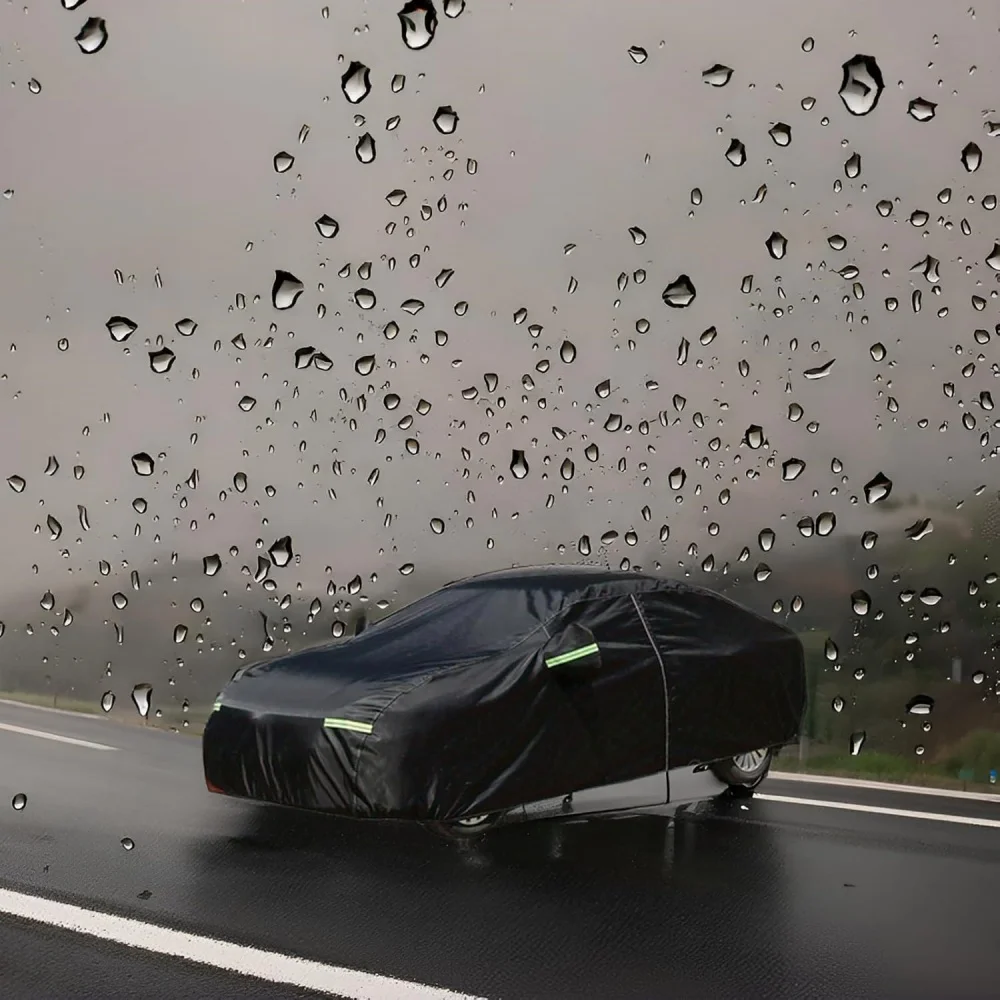 أغطية سيارة عالمية خارجية 190T خفيفة الوزن مقاومة للماء والأشعة فوق البنفسجية تناسب جميع الأحوال الجوية لسيارات الدفع الرباعي مع تخزين بسحاب
