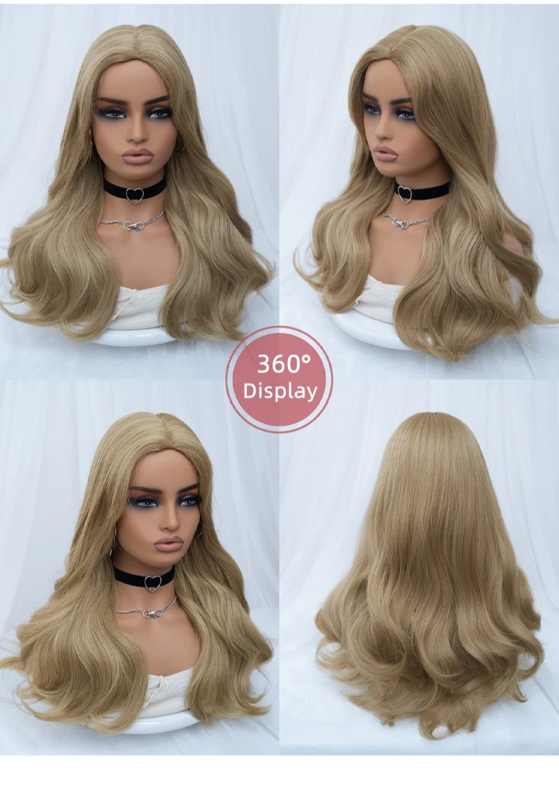 

Парик женский, длинные вьющиеся волосы, блондинка, Ци, челка, JK, реалистичная кожа головы, Лолита, натуральная повседневная отделка лица, полный головной убор