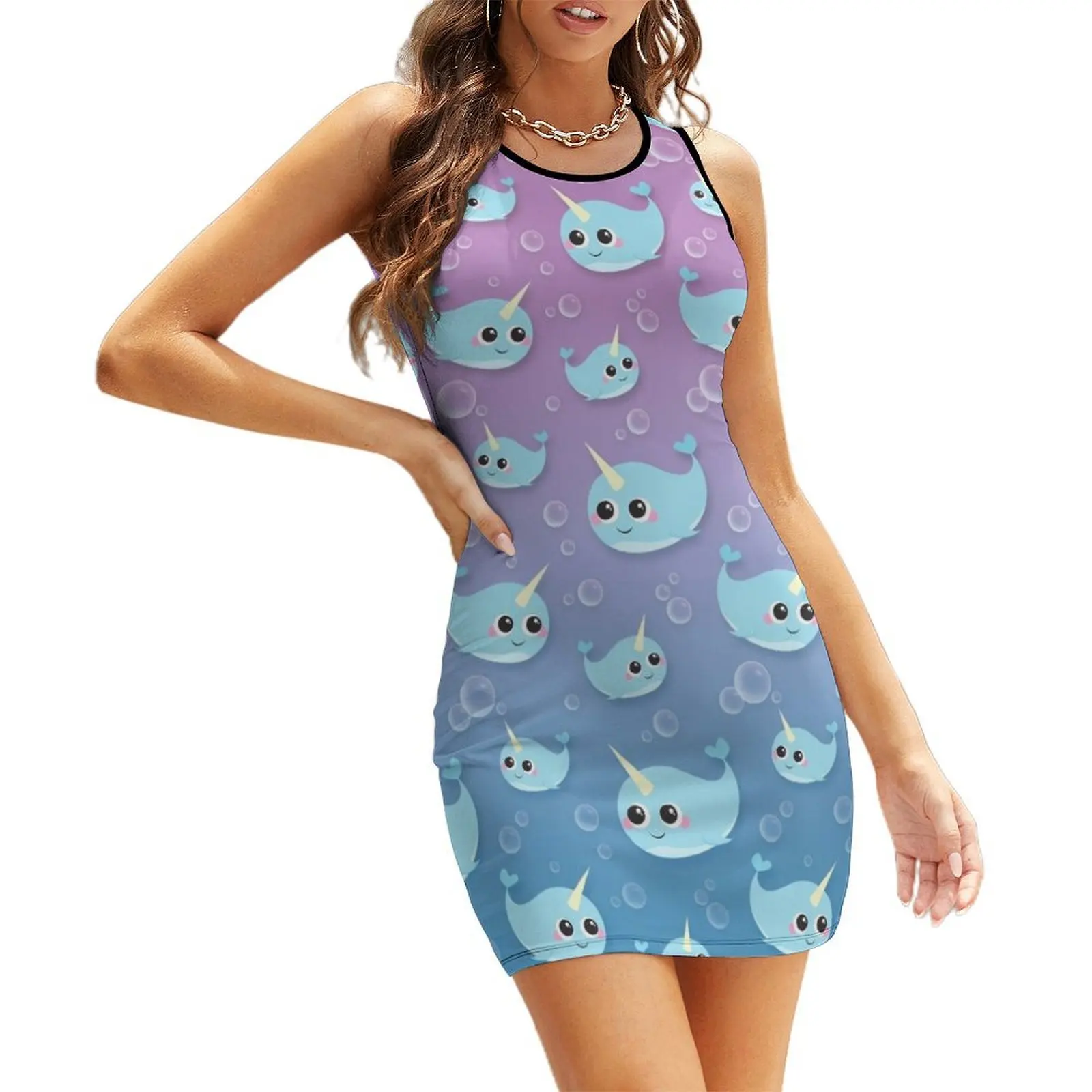 

Cute Happy Narwhal Sleeveless Sundress luxury dresses Dress woman women's clothing trend 2025 Women's summer dress