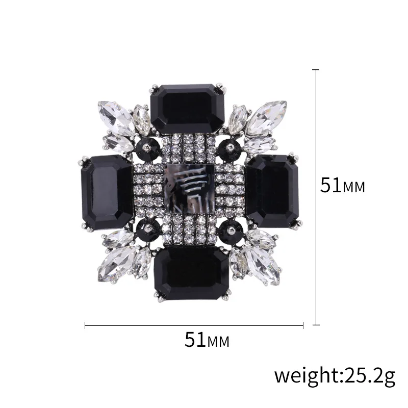 New Fashion Black Rhinestone Brooches for Women Corsage Jewelry Accessories Simple Luxury Pins Wedding Party Clothing Collar Pin