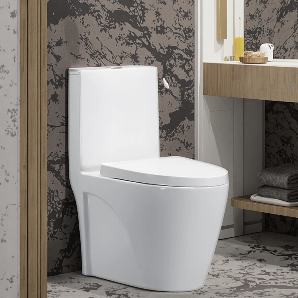 Hot‑Sale One‑Piece Ceramic WC Commode, Affordable Luxury Porcelain Toilet Bowl for Home Bathroom Fixtures