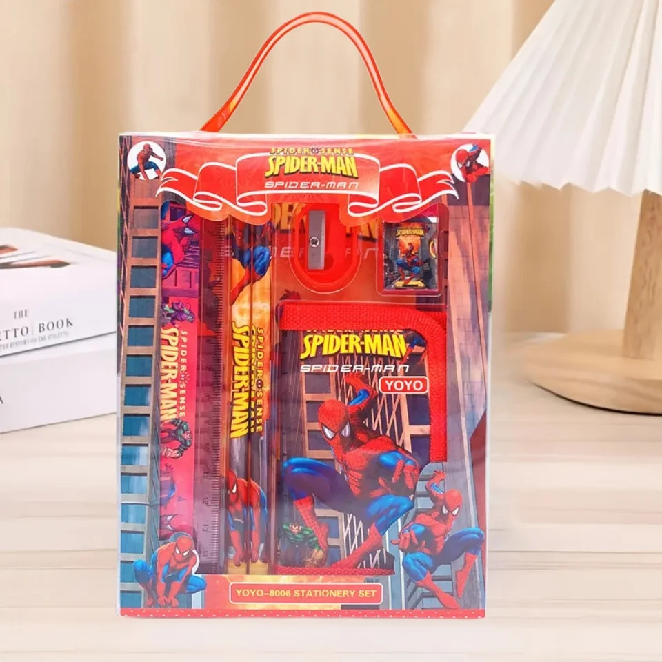 أنيمي المنتقمون سبايدرمان الأطفال المحفظة ممحاة قلم رصاص الاطفال القرطاسية مجموعة طالب الفتيات الفتيان أكياس عيد ميلاد هدية عيد الميلاد