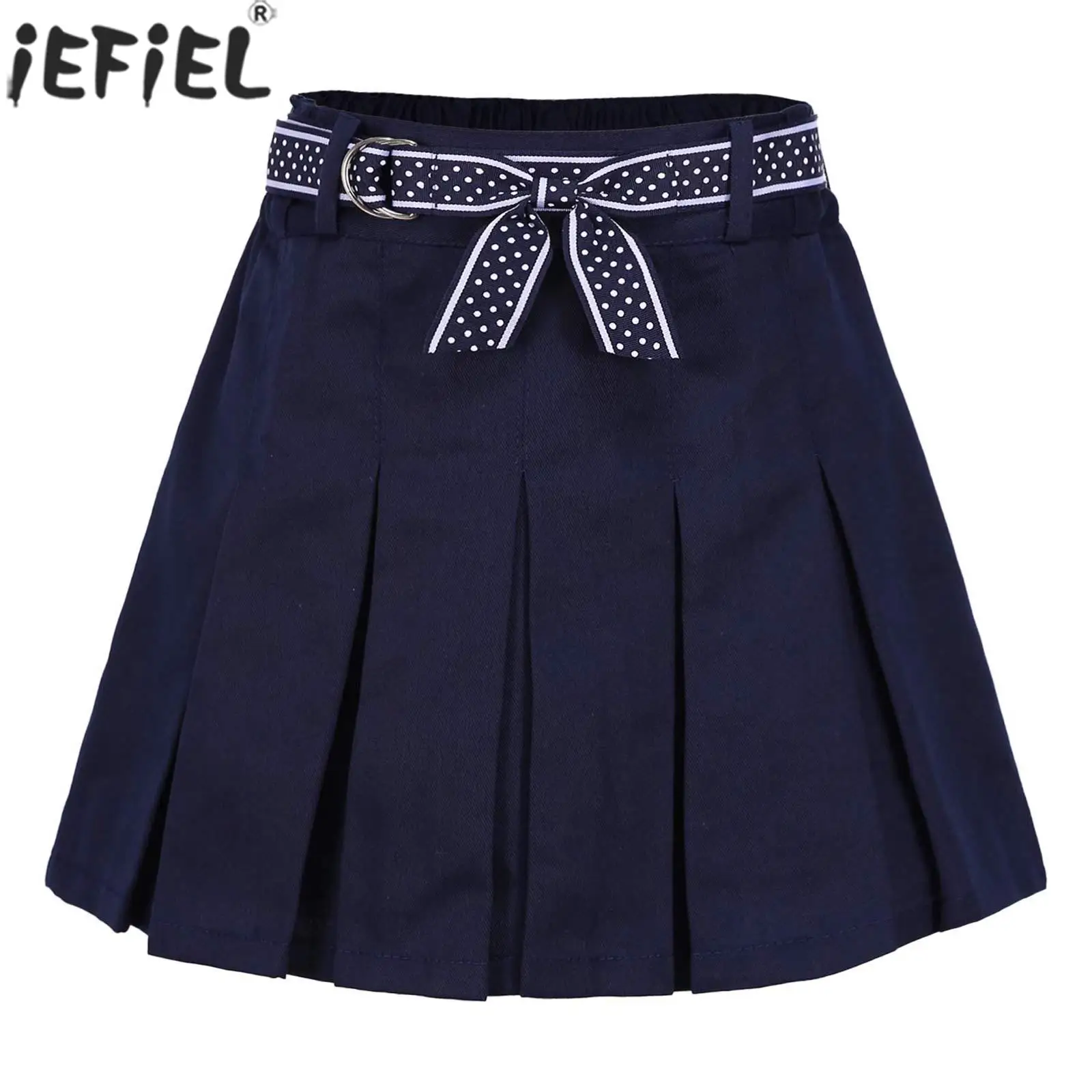 

Little Girls School Uniform Skirt Casual Preppy Style Pleated Mini Skirt Built-in Shorts Schoolgirl Birthday Party Stage Show