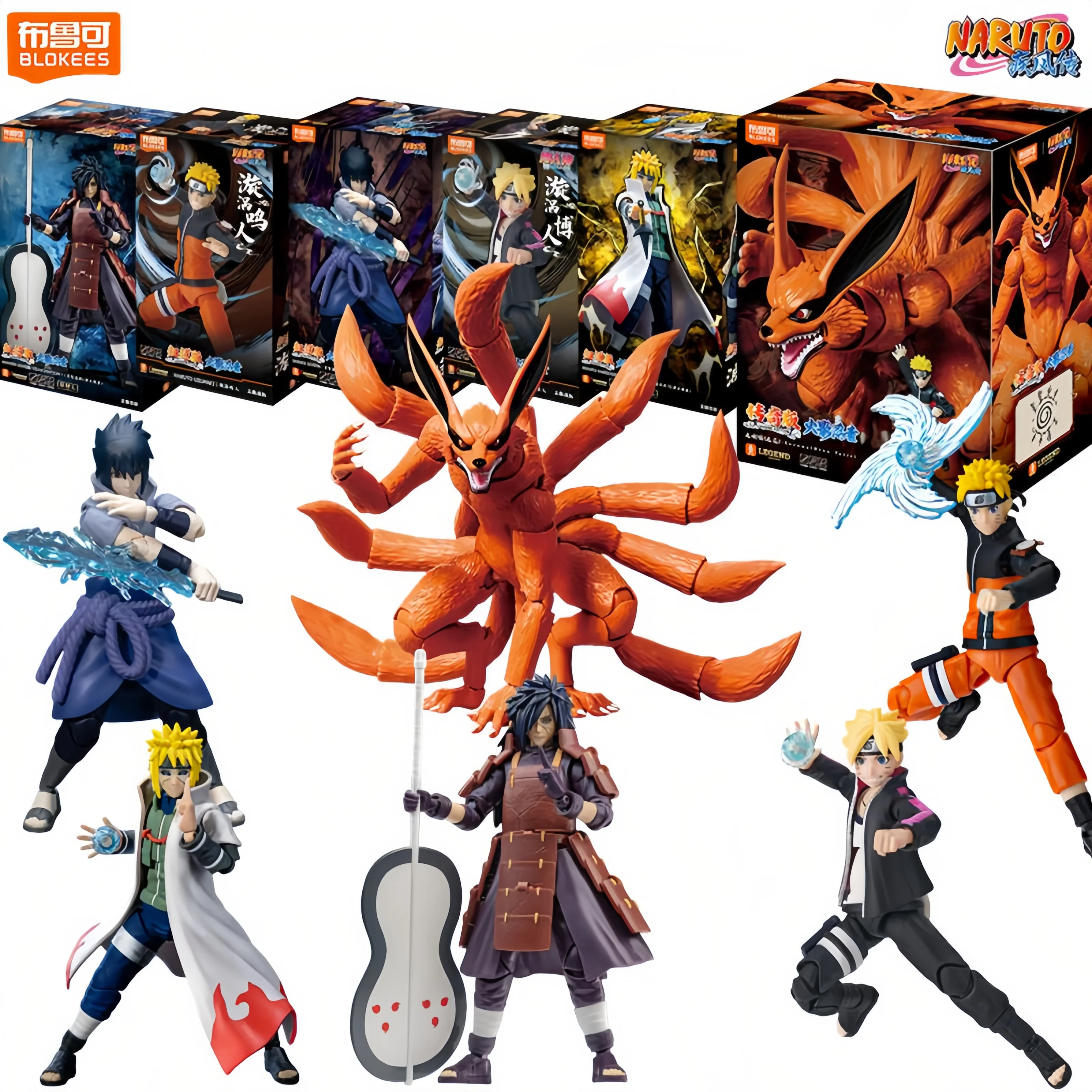 

Фигурки Blokees: Наруто, Минато Намикадзе, Саске Учиха, Наруто Узумаки, Курама — сборная модель, класс «Чемпион», подарок для фанатов аниме