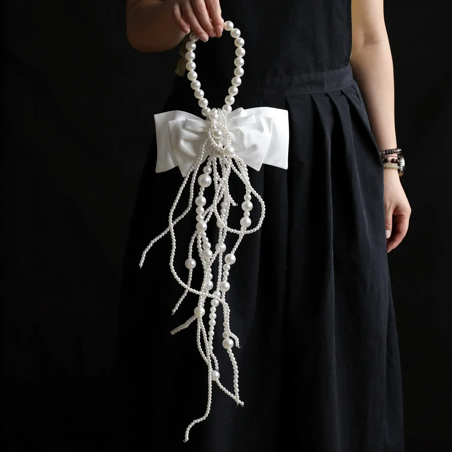Original handmade [Cloud Strands Condensed Beads] Pearl Hand Handle Bouquet Wedding Soft Decoration Pendant Photography