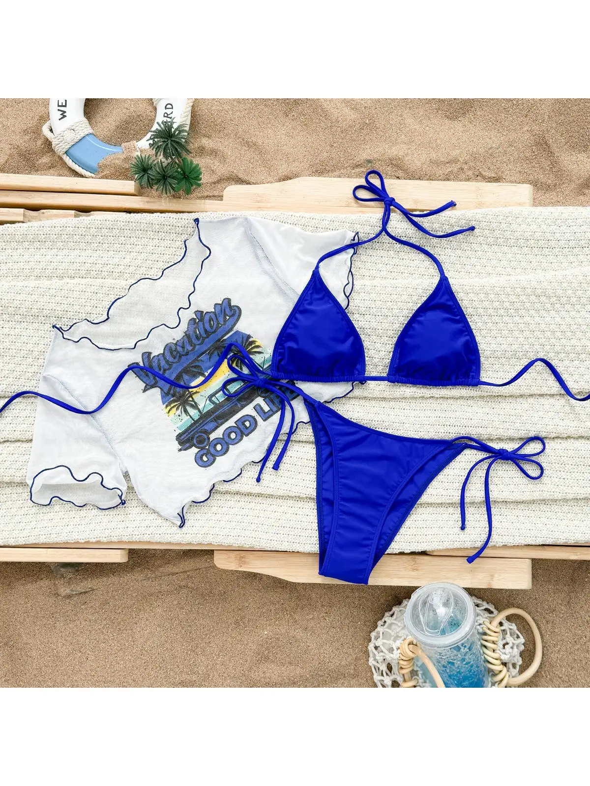 

Женский купальник-бикини с коротким рукавом и вставками для груди, без бренда, из полиэстера