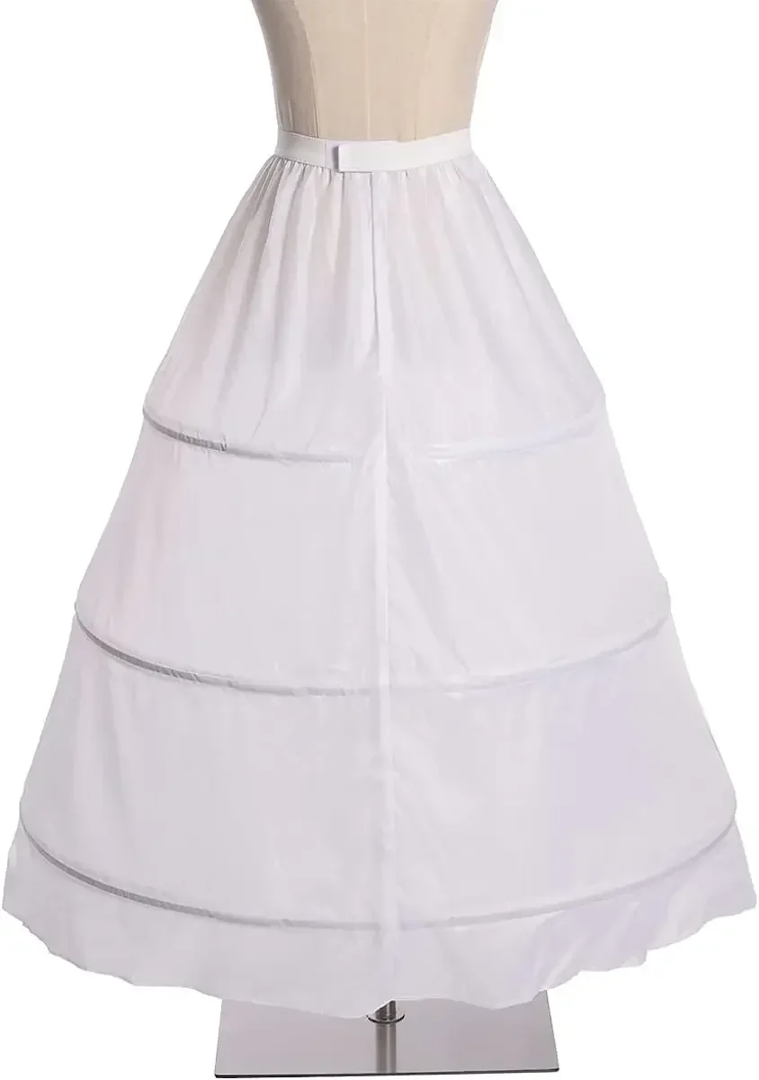 Anágua Crinoline Pannier, Underskirt Cosplay, 3 Aros, Fato de agitação, Branco