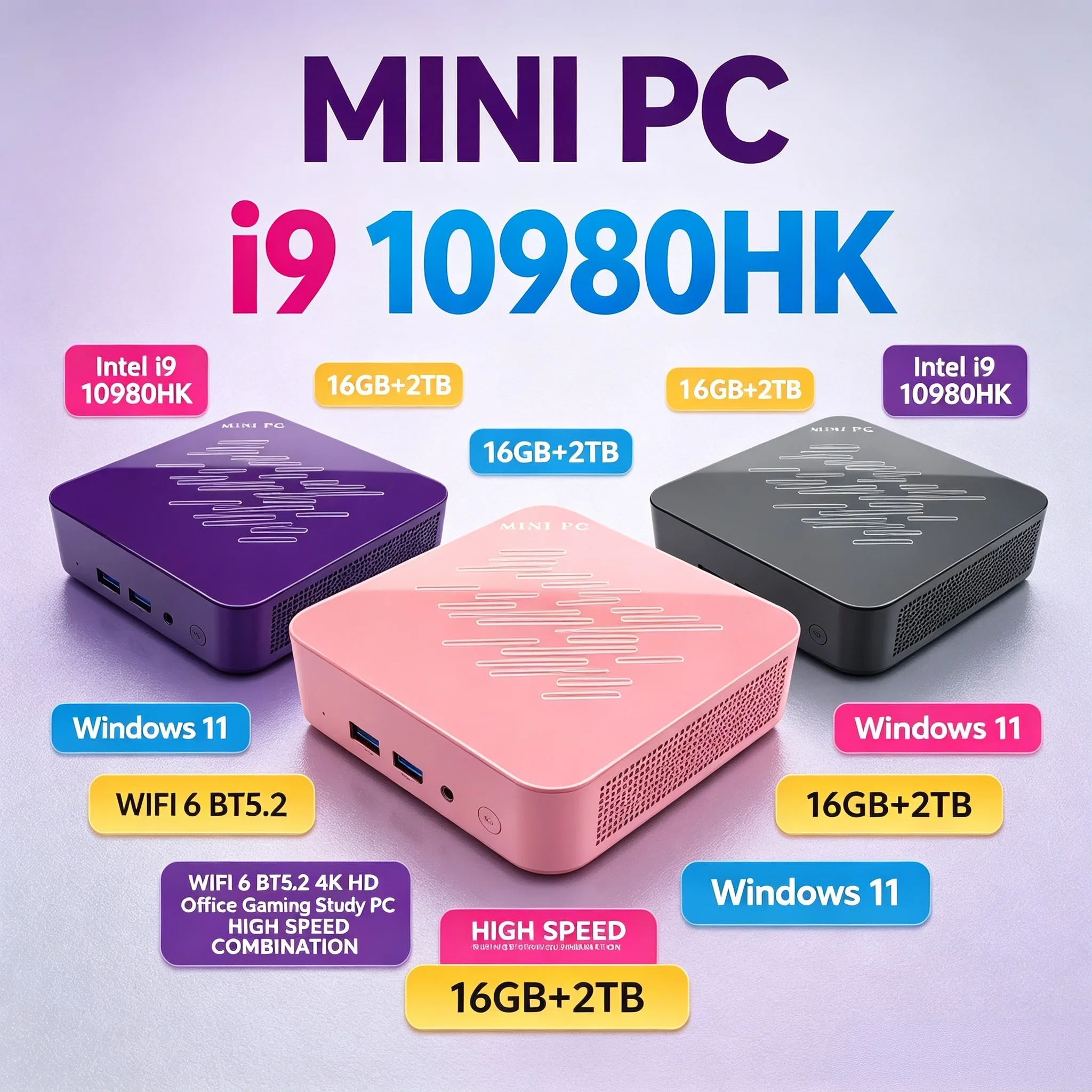 Mini PC Intel I9 10980HK Processor 16GB RAM 1TB 2TB SSD 4K WiFi6 Efficient Cooling Mini Host For Business Office Family Work
