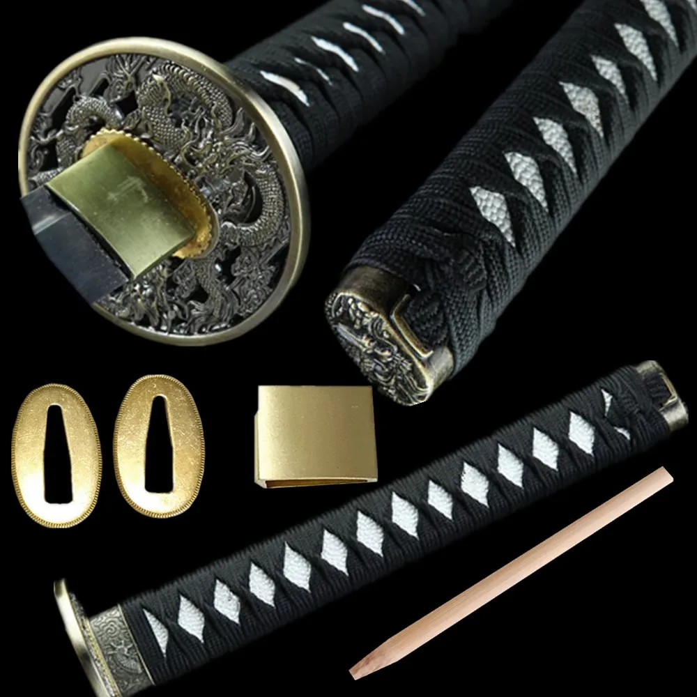 A Set Dragon Sword Guard Fittings For Japan Samurai Katana/Wakizashi/Tanto Tsuba+Menuki+Fuchi+Kashira+Tsuka/Handle+Habaki+Seppa