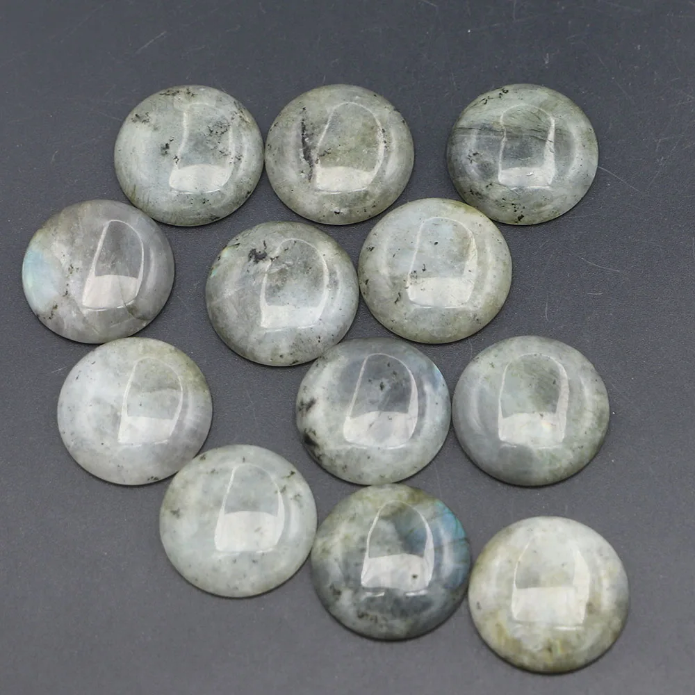 

New 25mm Natural Stone Round Cabochons Seed Beads Labradorite Fit Pendant Charm Rings Earring Women Men DIY Jewelry Making 12PCS