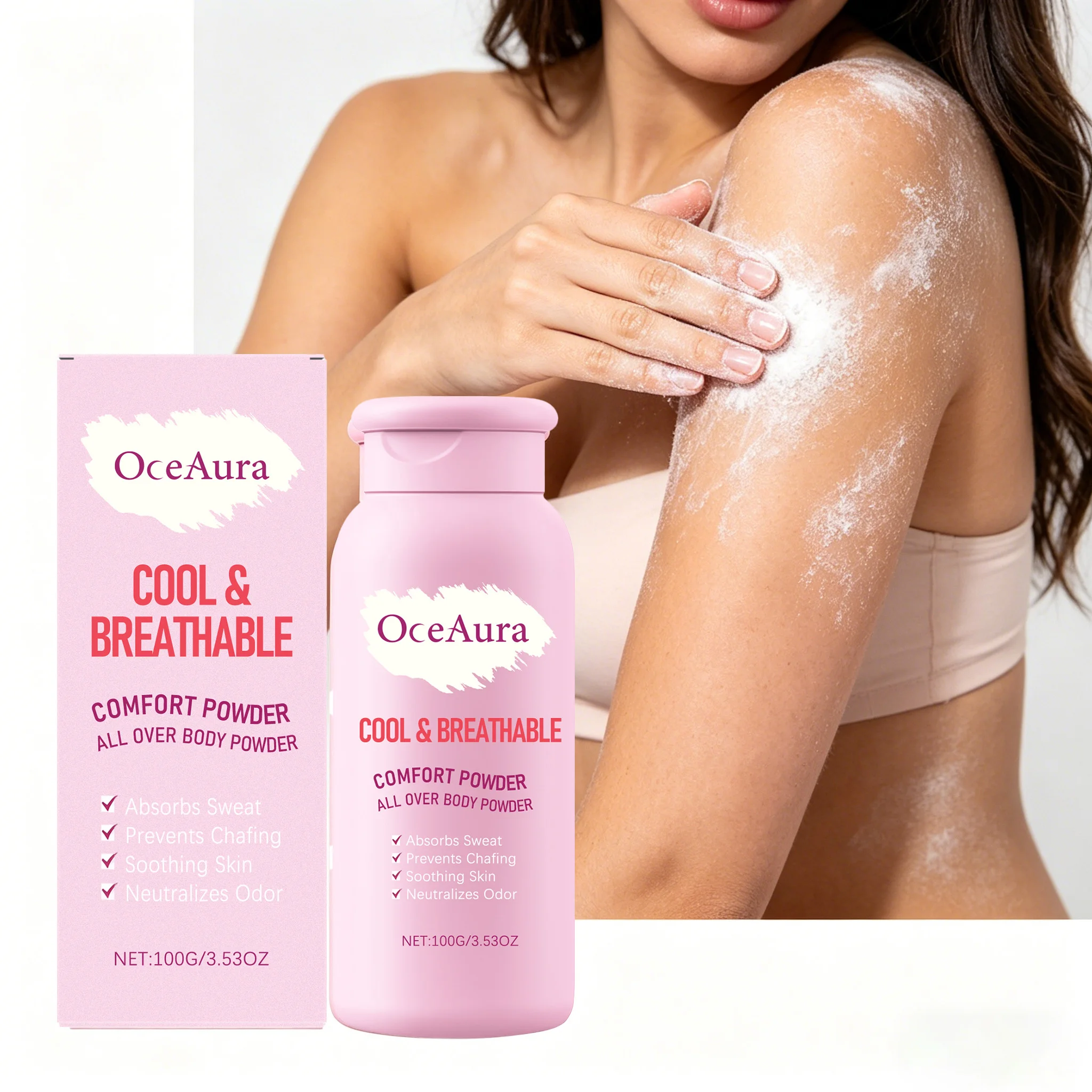 100ML Dry Refreshing Body Powder Smooth Skin Care Prevent Chafing Absorb Sweat Non-sticky Natural Fragrance Soothing Body Powder