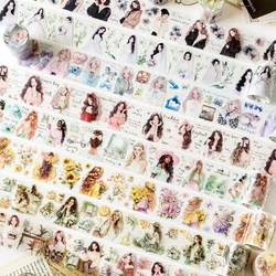 Mr. Paper, 8 Styles, 200cm/roll, Matte PET Tape, DIY Scrapbook Material for Daily Life Girl Themed Flower Stickers