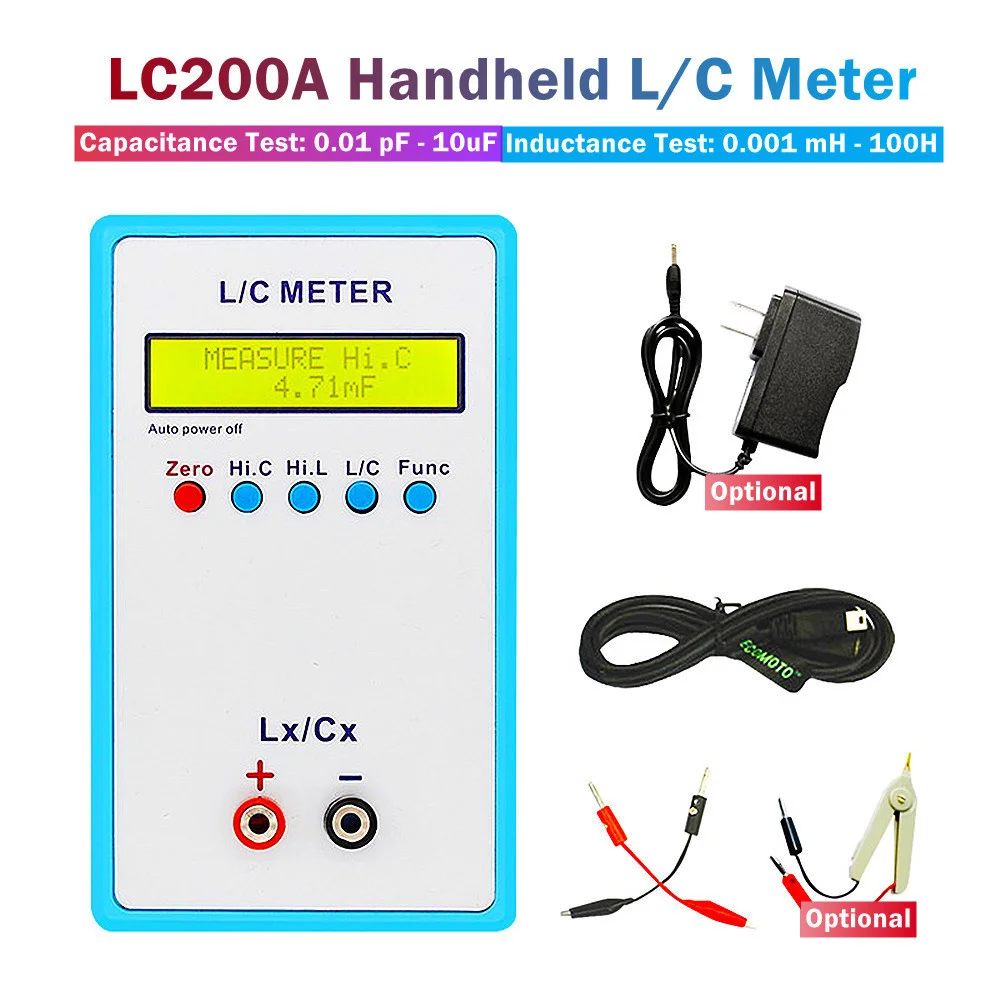 

LC200A Handheld L/C Meter Inductance Capacitance Meter Digital Bridge LCR Backlight LCD Display Inductance Capacitance Tester