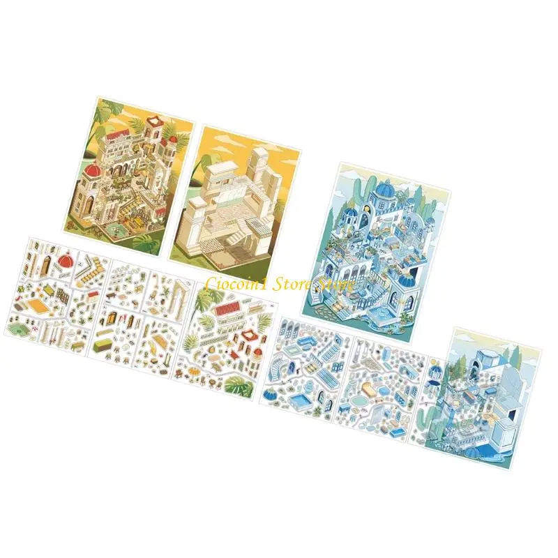 A3PC Miniature Scene PET Sticker Scrapbooking Decorative Sticker For Journal Notebook