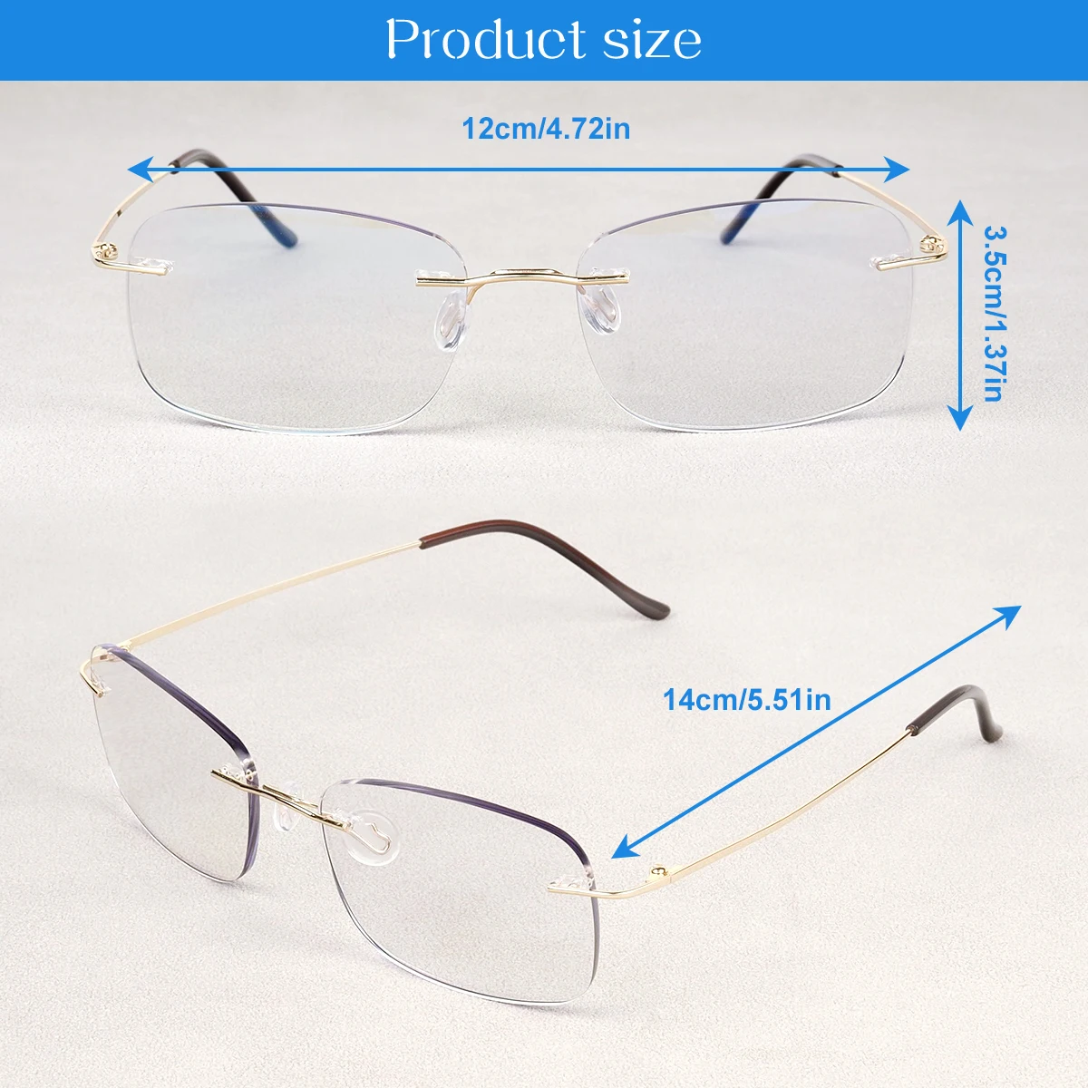 Progressive Multifokal-Lesebrille, photochromatisch, leicht und rahmenlos, geeignet für Männer und Frauen, +100 bis +400 – Detail 1
