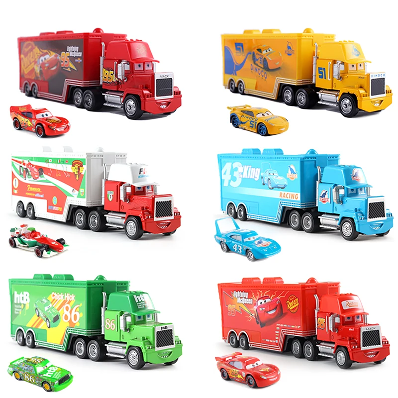 Disney Pixar Cars And Trucks Toy Set The King Cruz Lightning Mcqueen Mike Uncle 1/43 Diecast Model Trucks Toys Gift For Kids