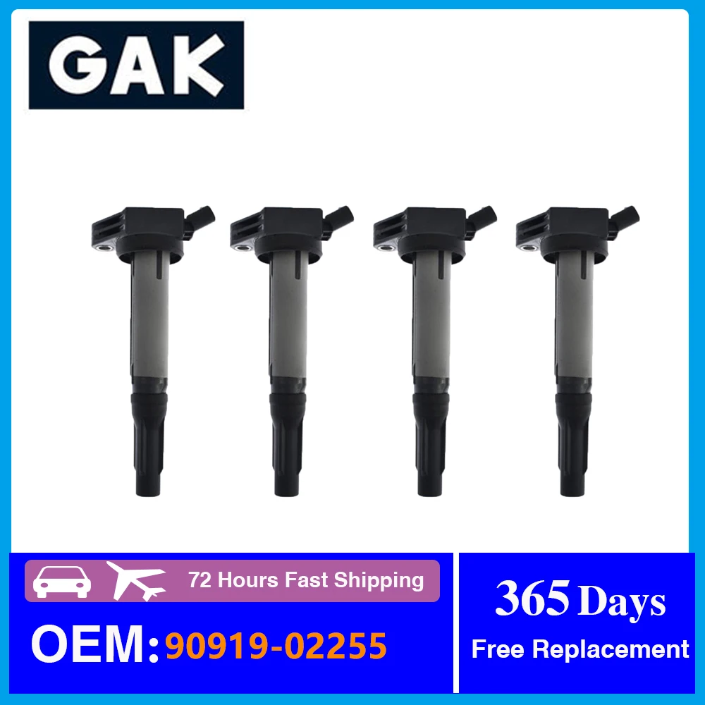 GAK 4pcs 90919-02255 Ignition Coil Igniter Suitable For TOYOTA Camry Highlander Lexus ES350 RX300 RX330 RX350 3.5L