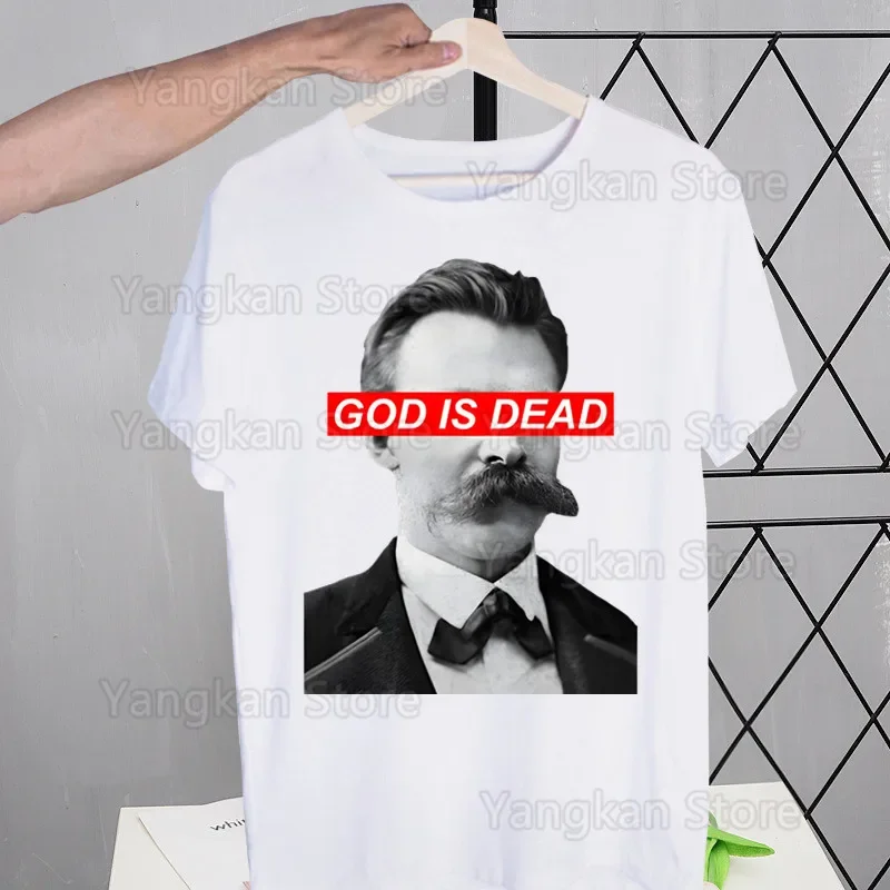 God Is Dead Friedrich Nietzsche Nihilist T Shirts Tees Shirt Tops Design Short-Sleeved Harajuku Man Aesthetic Anime T Shirt