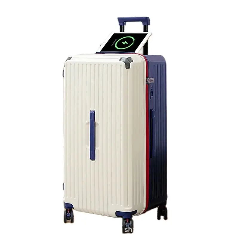 New Five-Wheel Luggage Large Capacity multifunctional Trolley Case Female Brake Cup Holder Suitcase Universal Wheel  Pack Trunk