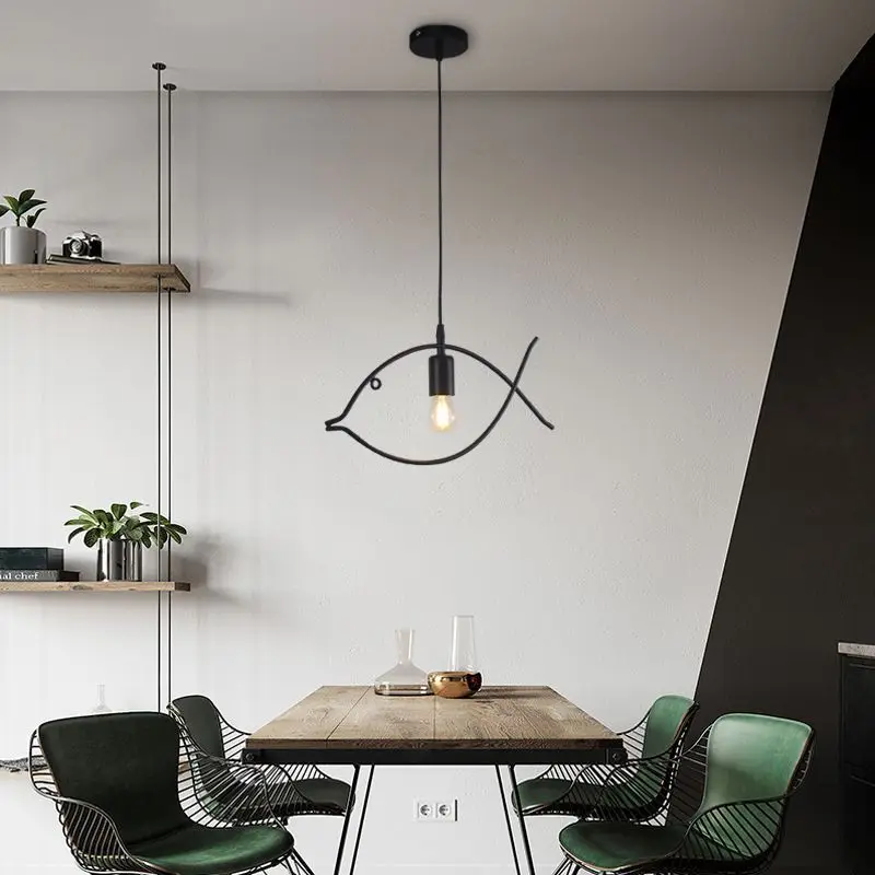 

Железный художественный кулон в художественном стиле, подвеска в форме рыбы, магазин одежды, бар, индивидуальный ретро-простой оригинальный кулон с одной головкой