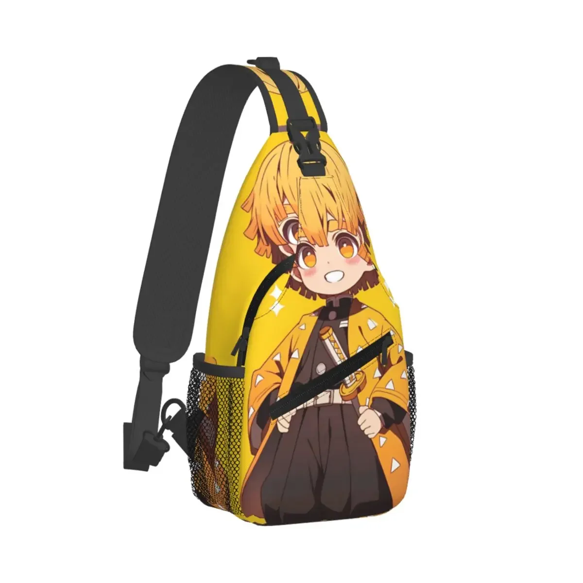 Lustige Kawaii Zenitsu Umhängetaschen mit Muster, Brusttasche, Demon Slayer, Schulterrucksack, Tagesrucksack für Wandern, Reisen, Reisetasche