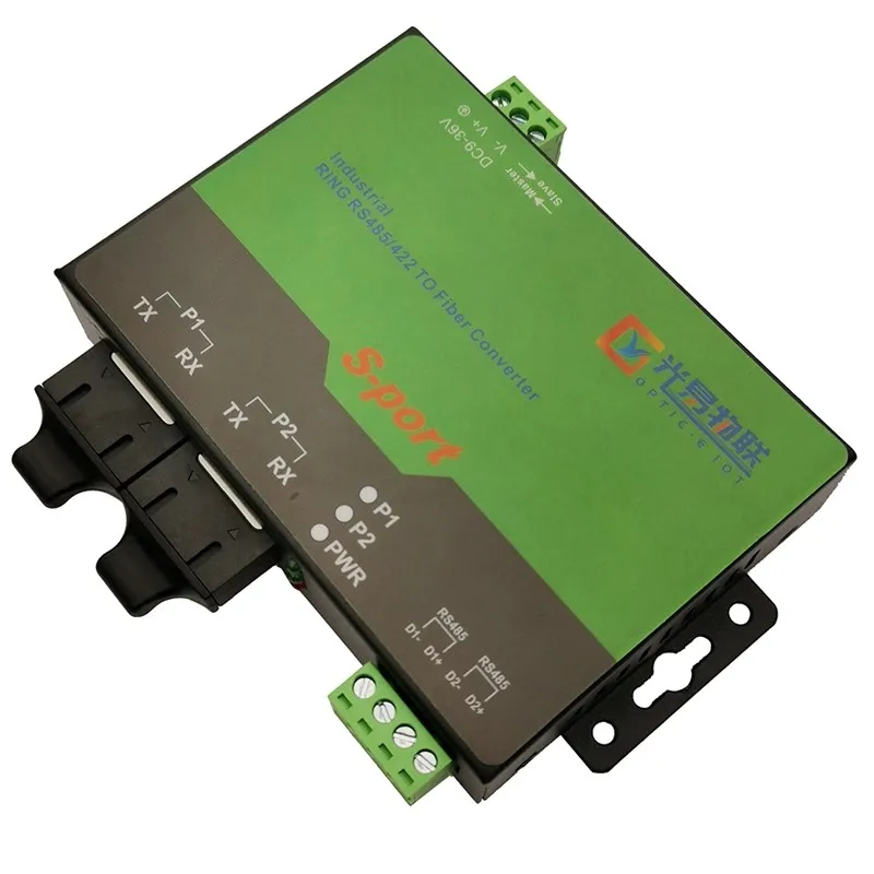 Transceptor óptico industrial RS485 de 2 canales 485 Transceptor de anillo 485 Modbus a fibra OPC3152S1