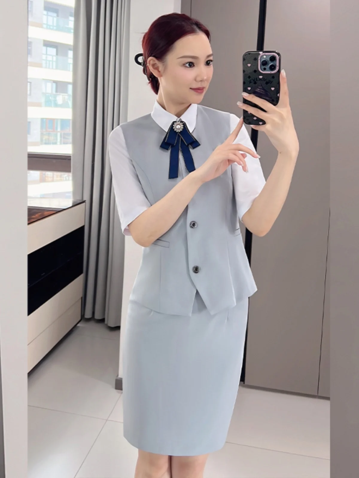 

Высококлассный женский карьерный костюм, комплект Beau Salon Front Desk Work orm Building Ss Office Ladies Faion Spring Collection