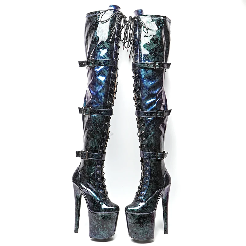 Leecabe  20CM/8inches Snake  Upper Gradient Color   Sexy exotic young trend fashion  boots High Heel   platform Pole Dance boot