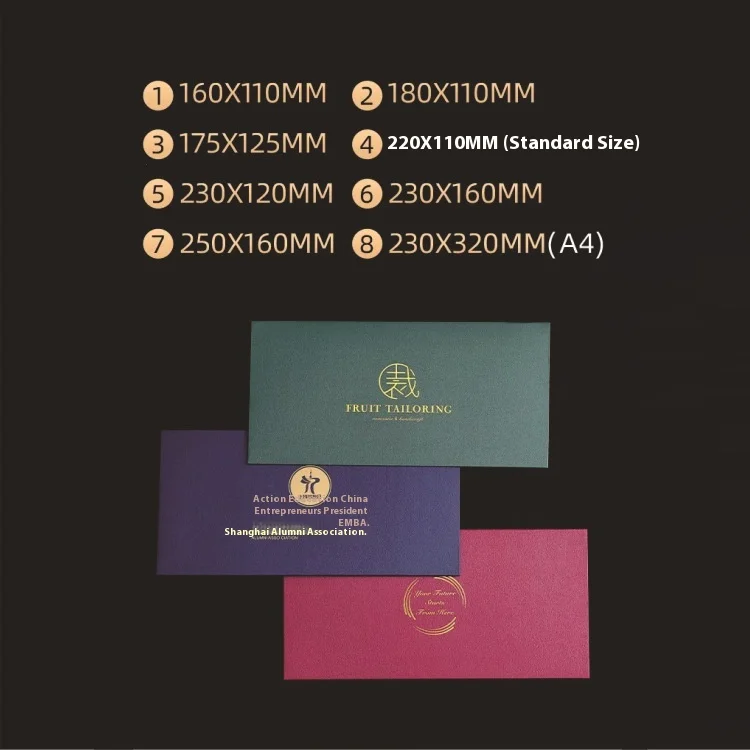 

Custom Logo Gold Foil Envelopes Luxury Personalized Private Custom Wedding Invitation Envelope DIY Postcard Card Storage Cover