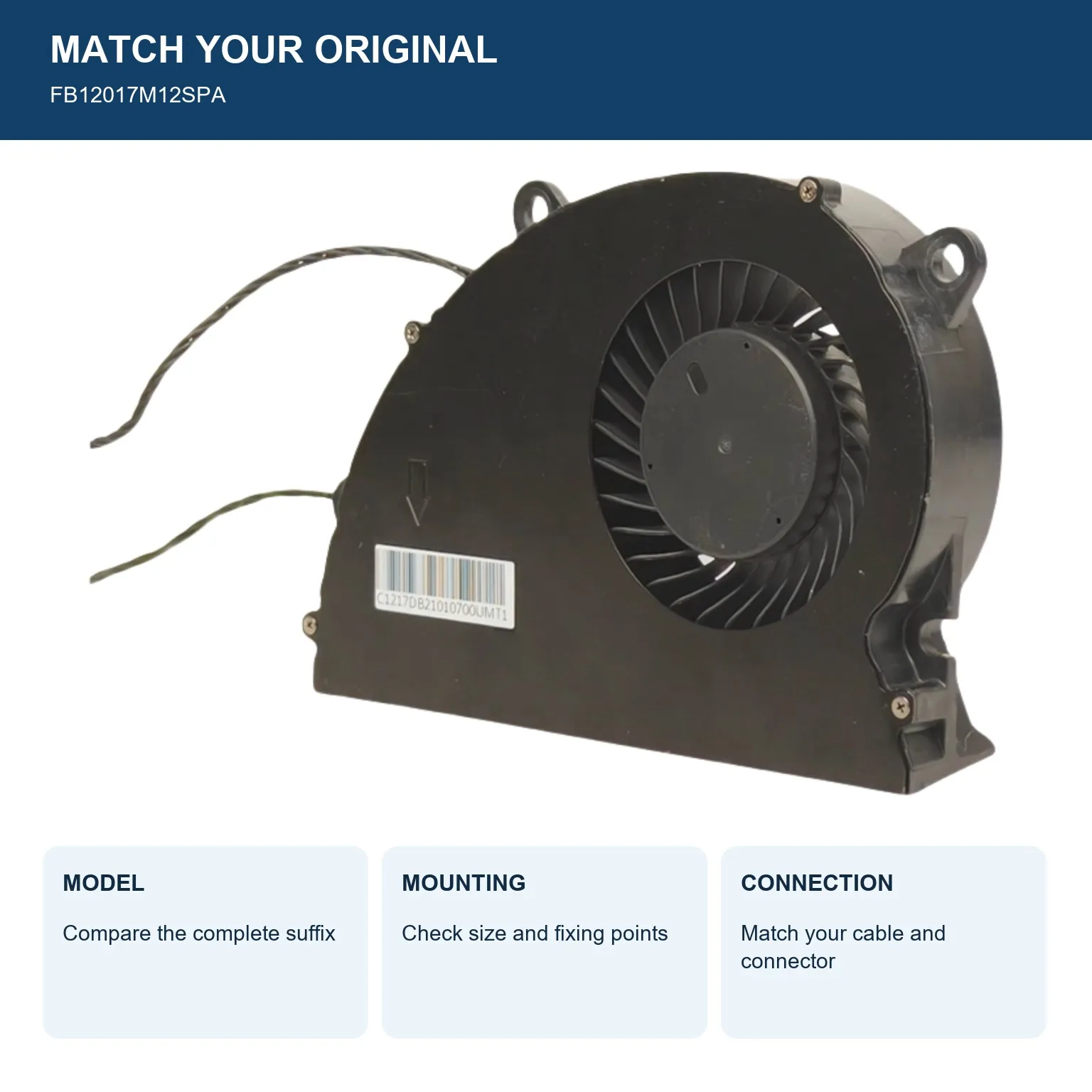 FB12017M12SPA Cooling Fan DC 12V 1.00A for Cooler Master