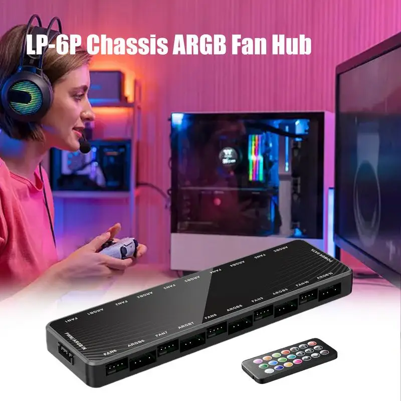 Rgb Компьютер Корпус ПК Вентилятор Концентратор ПК Вентилятор Концентратор Компьютер Argb ШИМ Вентиляторы Разветвитель ШИМ Вентилятор Контроллер Температуры Интегратор Rgb Компьютер