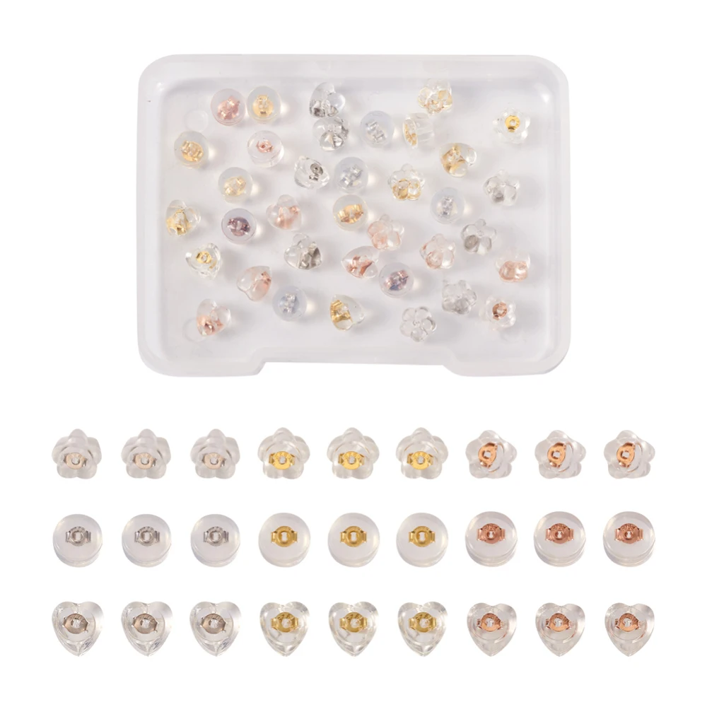 Pandahall 27 Pairs Silicone Ear Nuts Clear Earring Backs For DIY Handmade Jewelry Making Earrings Accessories Mixed Color