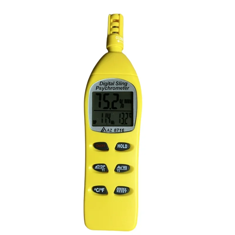 Digital Temperature and Humidity Meter Nodal Dew Point Wet Bulb Temperature Meter with External Temperature Probe Stick AZ8716