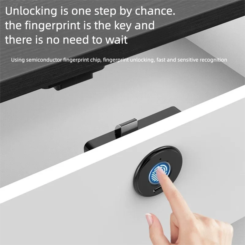 Smart Fingerprint Cabinet Lock - Biometric Bluetooth Electronic Code Lock for Drawer Closet Shoe Wardrobe Office Bedroom Hidden