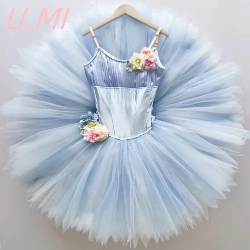 Narcissus Fairy Don Quixote two act dance dress Forest Queen variations light blue imported tulle TUTU disc dress