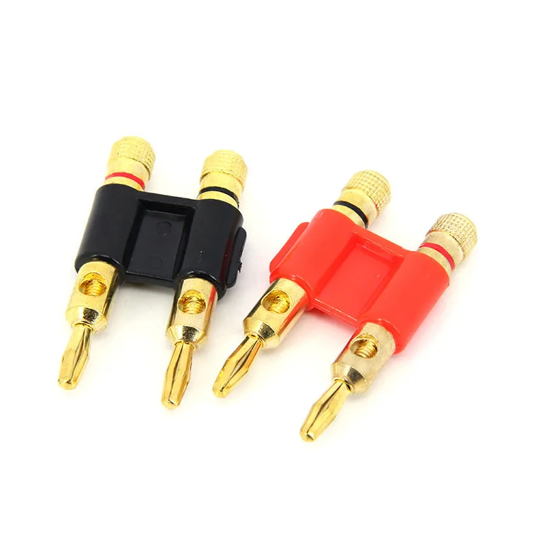 Double Row 4mm Banana Plug Connector Gold Plated Speaker Adapter Two-position Audio Loudspeaker Cross Plug k K5