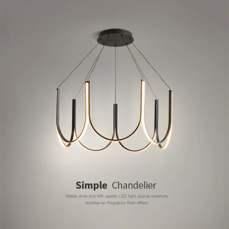 modern simples led chandelier lustre de aluminio pendant chandelier lampada led ajustavel foyer pendurado iluminacao 01